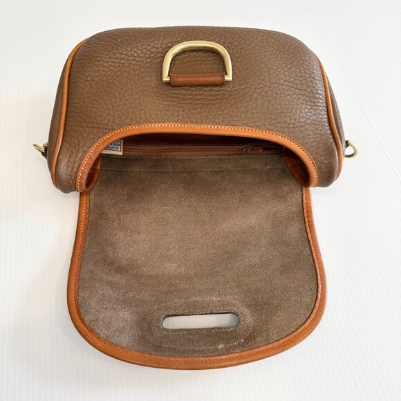 Vintage Dooney & Bourke Porthole Clutch Shoulder Bag Taupe/Tan AWL Rare - Picture 7 of 13